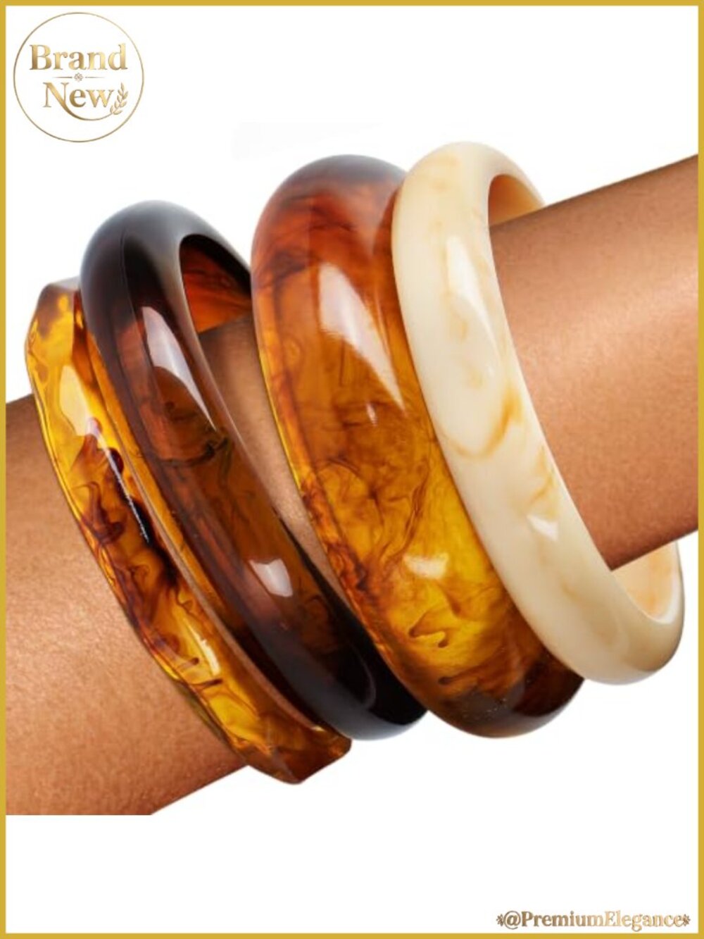 Chunky Resin Bangle Bracelets Set of 4 for Women